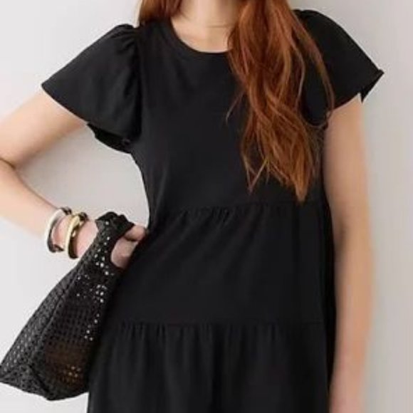 J. Crew Knit Broken-In Jersey Tiered Mini Dress Black Size S ***NWT*** - Picture 6 of 11